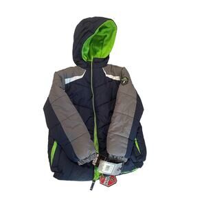 Protection System Boys Bubble Jacket Navy Blue and Green Size 5/6
